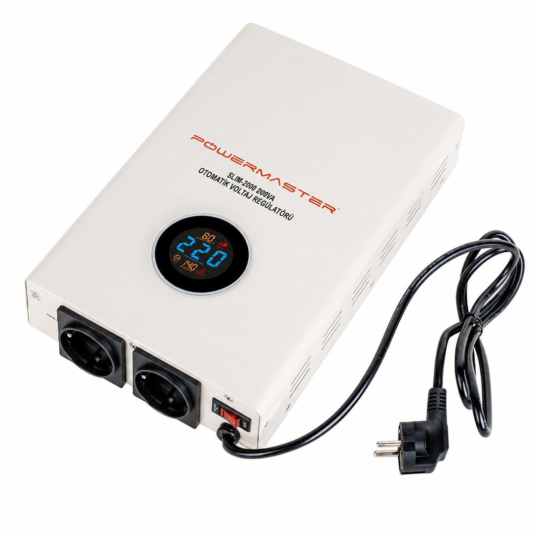 Powermaster SLIM-2000 Otomatik 2000 Watt Kombi Voltaj Regülatörü Fiyatı - Merter Elektronik
