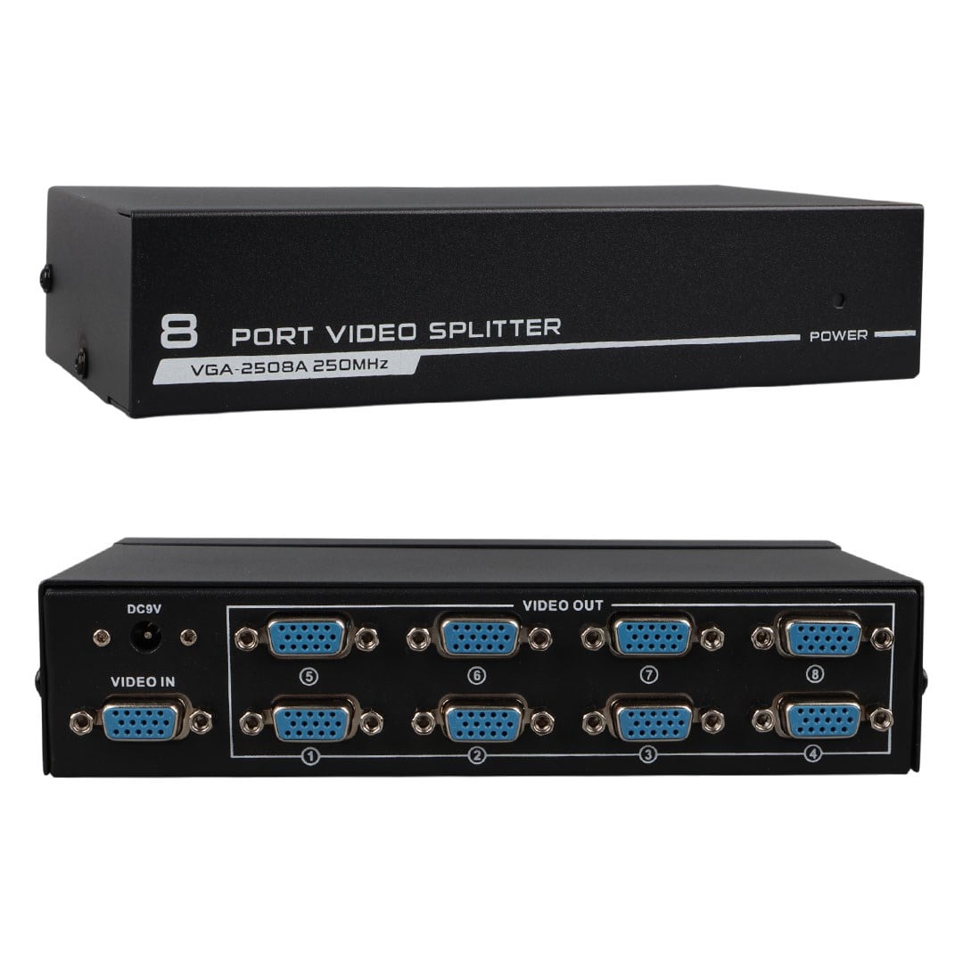 Narita NRT-2508 250 MHz 8 Port 1920x1440 Destekli VGA Video Splitter Dağıtıcı 9 V Adaptörlü Fiyatı - Merter Elektronik