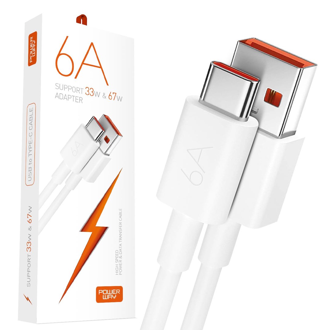 POWERWAY M6 TYPE-C TO USB-A PD 67W&120W 6A 1 METRE ŞARJ DATA KABLOSU