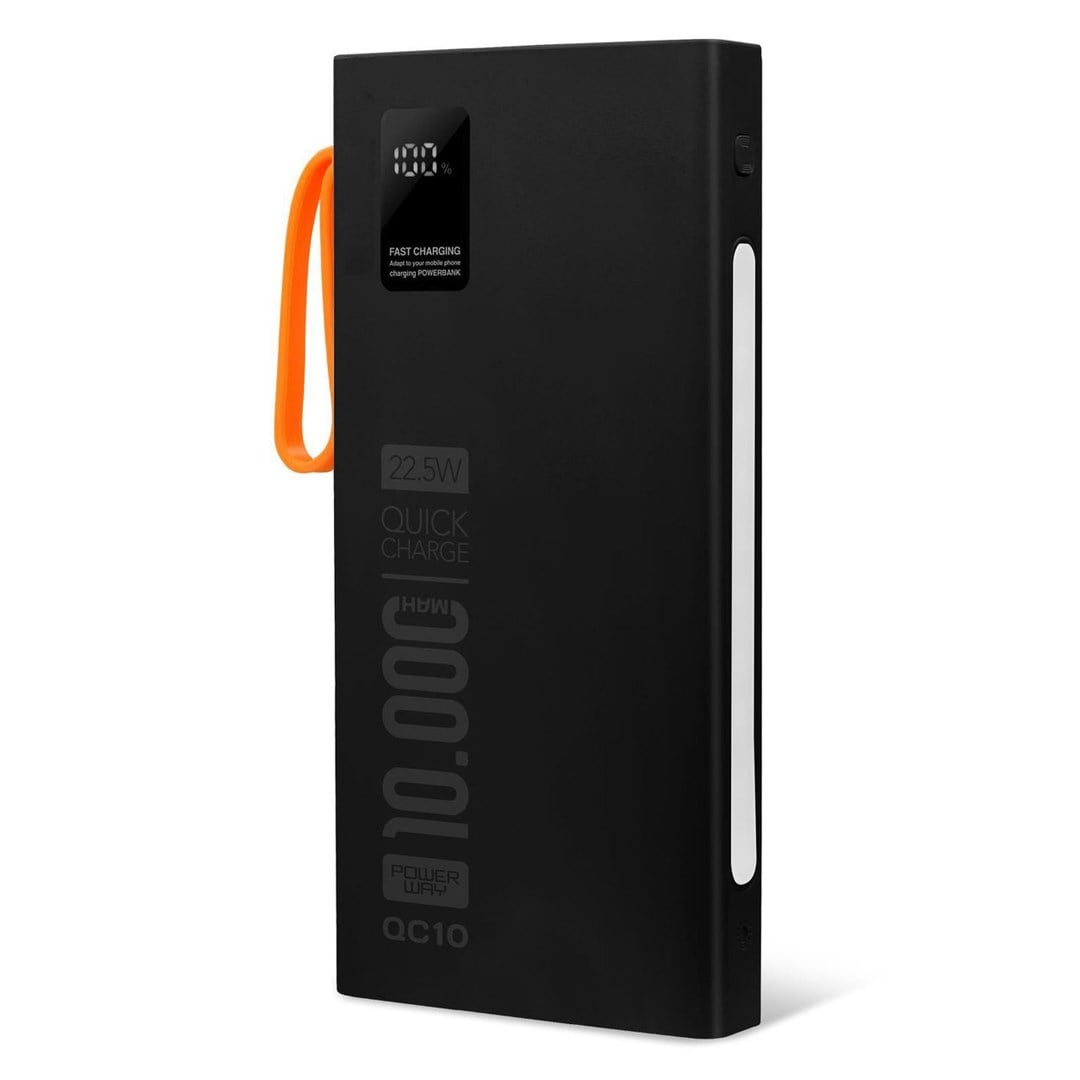 Powerway QC10-PD 10.000 mAh Dahili Kablolu ve Fenerli Hızlı Şarj Power Bank Fiyatı - Merter Elektronik