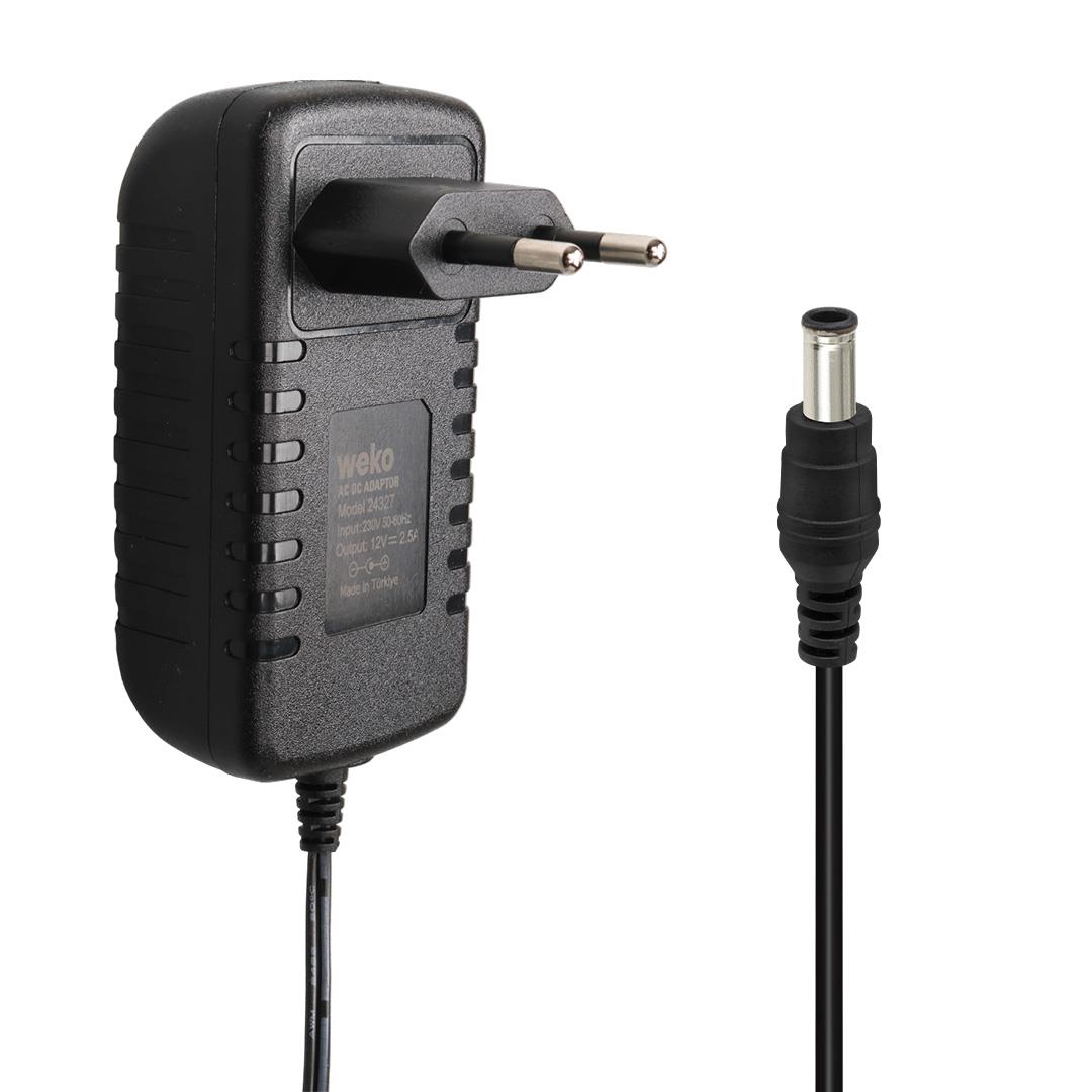 Weko 12 Volt - 2.5 Amper 5.5*2.5 Uçlu Yerli Üretim Plastik Kasa Priz Tipi Adaptör Fiyatı - Merter Elektronik