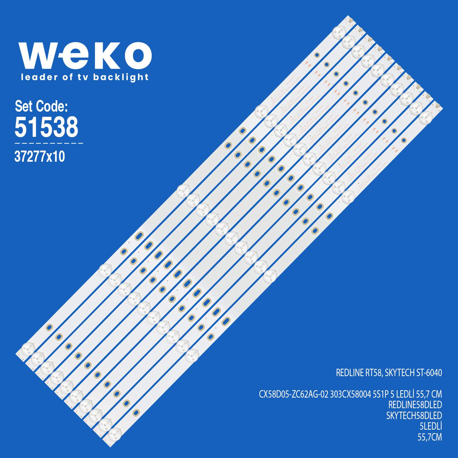 Wkset-6538 37227X10 Cx58D05-Zc62Ag-02 303Cx58004 5S1P  10 Adet Led Bar Fiyatı - Merter Elektronik