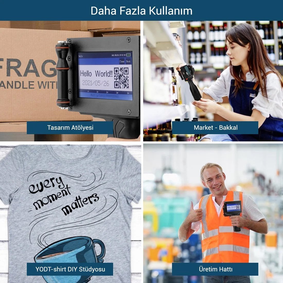 Powermaster PM-10878 4.3 Dokunmatik Ekranlı Şarjlı Endüstriyel El Tipi Portatif Mürekkep Yazıcı İçerik