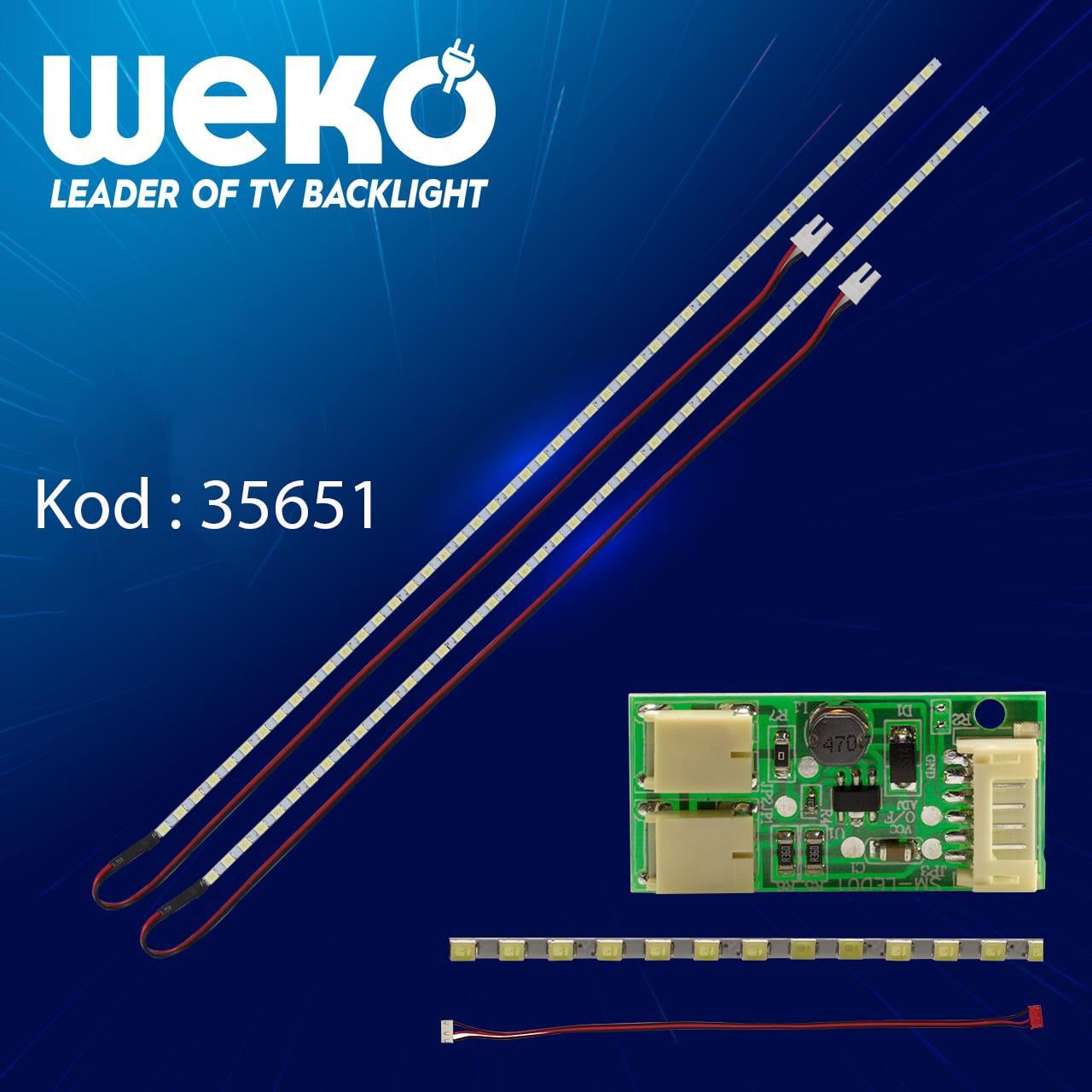 15 UNİVERSAL MONİTÖR E-LED 48 LEDLİ (2835) 310MM 12V ÇİFT LED+SÜRÜCÜ+KABLO TAKIM -KALİTELİ (30315)