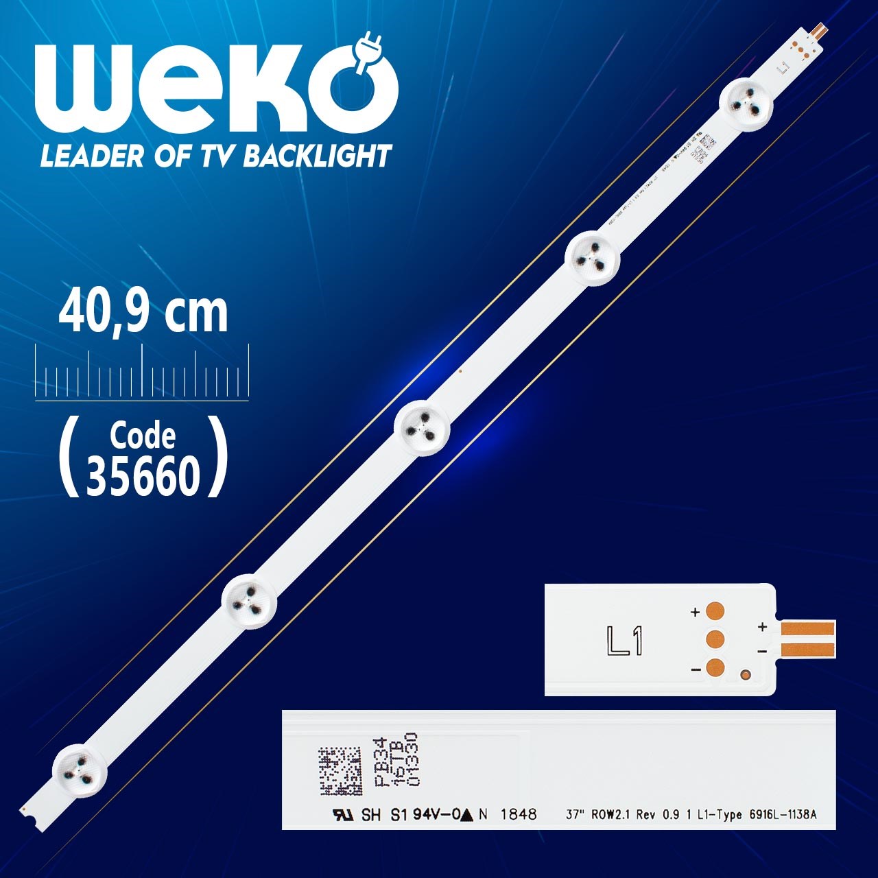 37'' ROW2.1 REV 0.9 1 L1-TYPE 6916L-1138A - 40.9 CM 5 LEDLİ - (WK-1139)