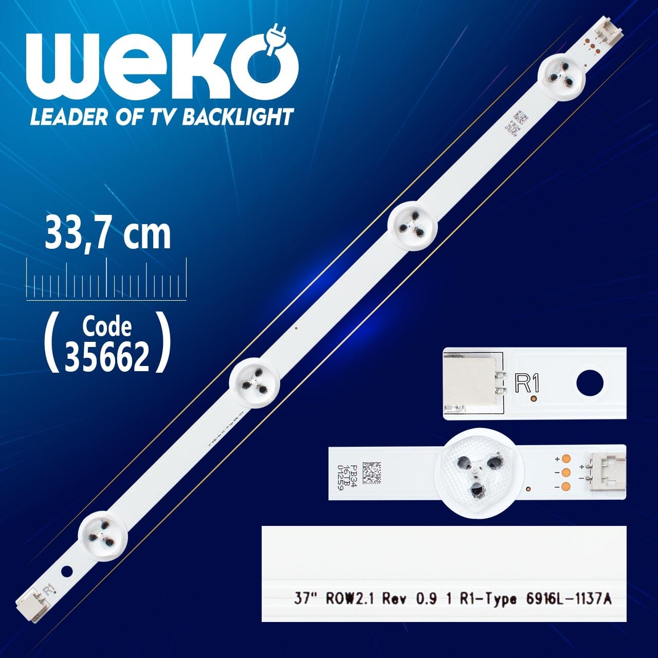 37'' ROW2.1 REV 0.9 1 R1-TYPE 6916L-1137A - 33.7 CM 4 LEDLİ - (WK-1141)