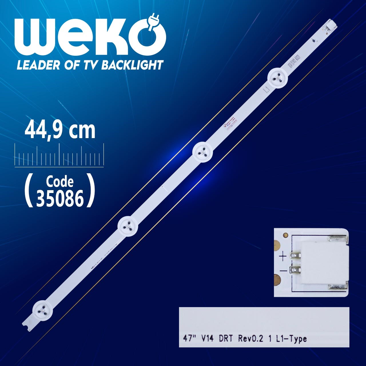 47'' V14 DRT REV0.2 1 L1-TYPE - 6916L 1566A - 44.9 CM 4 LEDLİ - (WK-123)