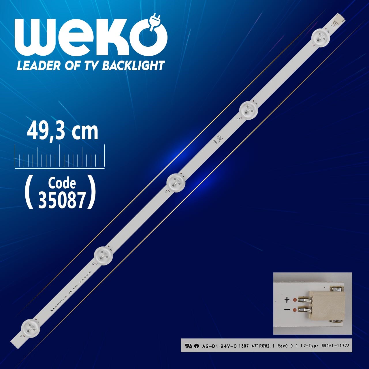 47'' V14 DRT REV0.2 1 L2-TYPE - 5 LEDLİ 49.3 CM - (WK-843)