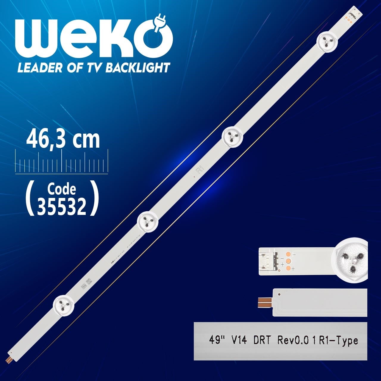 49'' V14 DRT REV0.0 1 R1-TYPE - 46.3 CM 4 LEDLİ - (WK-1065)