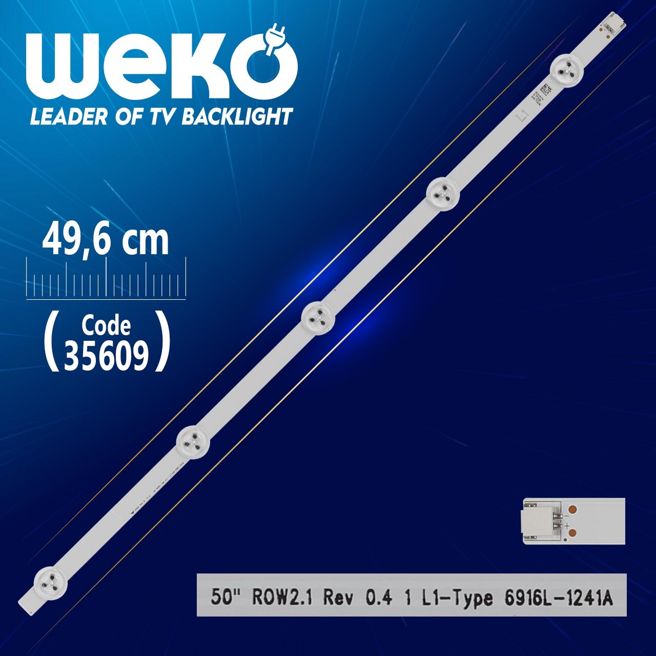 50'' ROW2.1 REV 0.4 1 L1-TYPE 6916L-1241A - 49.6 CM 5 LEDLİ - (WK-509)