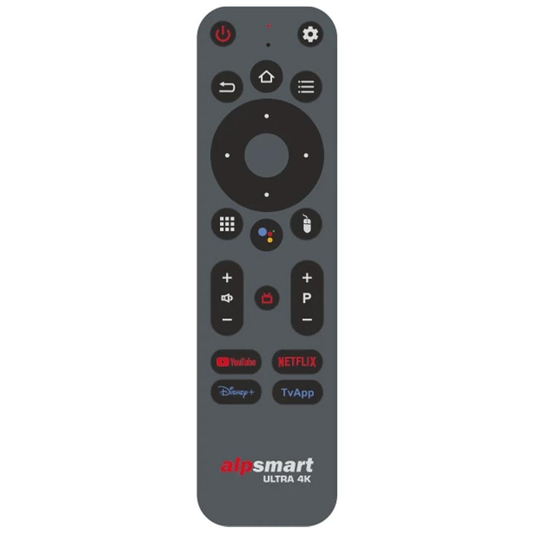 Alpsmart AS512 Ses Komutlu Youtube+Netflix+Disney Plus+TvAPP Tuşlu Android Tv Box Kumandası