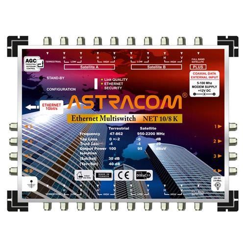 ASTRACOM NET10*8 KASKATLI INTERNET MULTISWITCH UYDU SANTRALİ