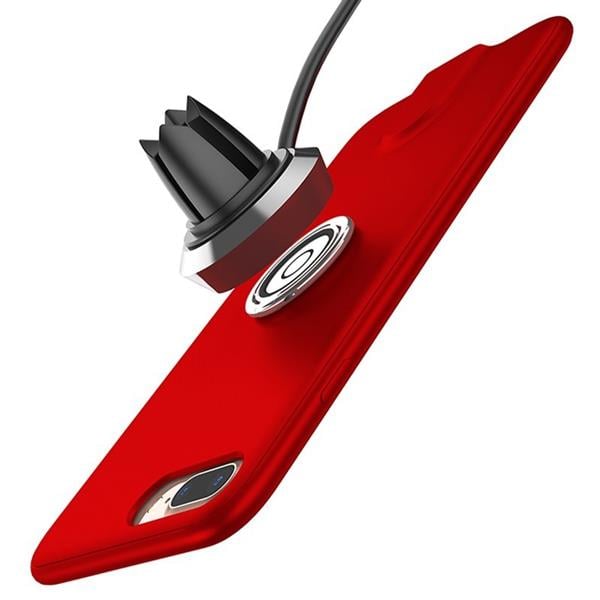 BASEUS IPHONE 7/8 MANYETİK ARAÇ TUTACAKLI ŞARJLI KIRMIZI SİLİKON KILIF