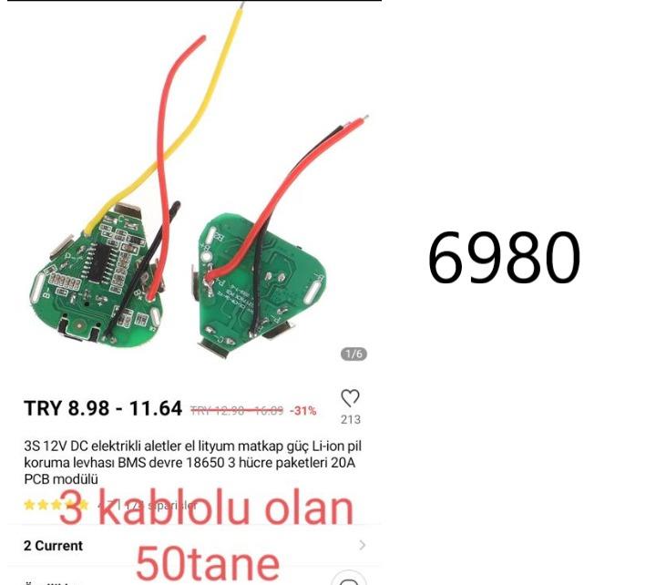 BMS DEVRE 3S 12V DC LI-ION PİL KORUMA LEVHASI 3 KABLOLU 20A PCB MODÜL