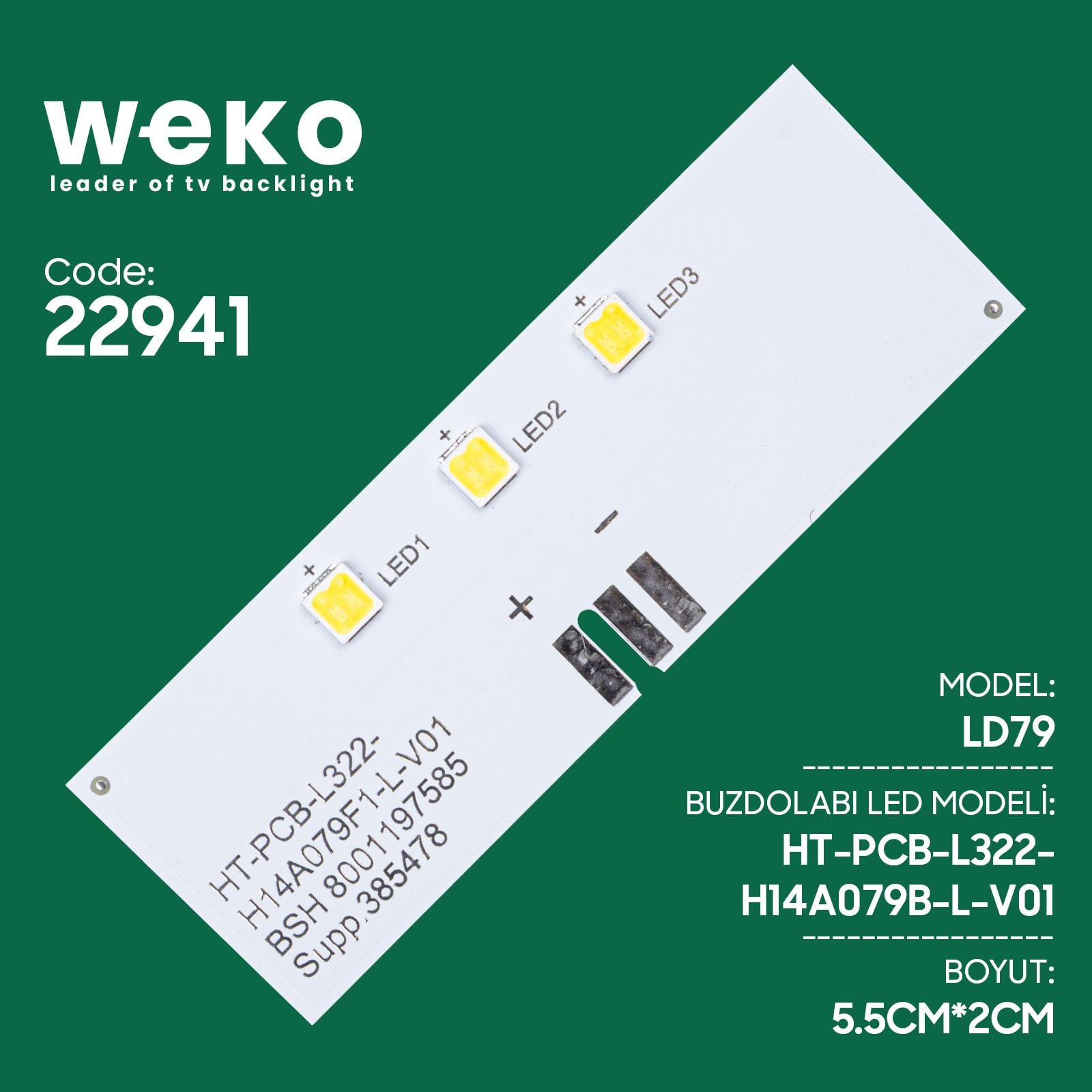 Buzdolabı İç Aydınlatma Ledi LD79 HT-PCB-L322-H14A079B-L-V01 3 Çipli Fiyatı - Merter Elektronik