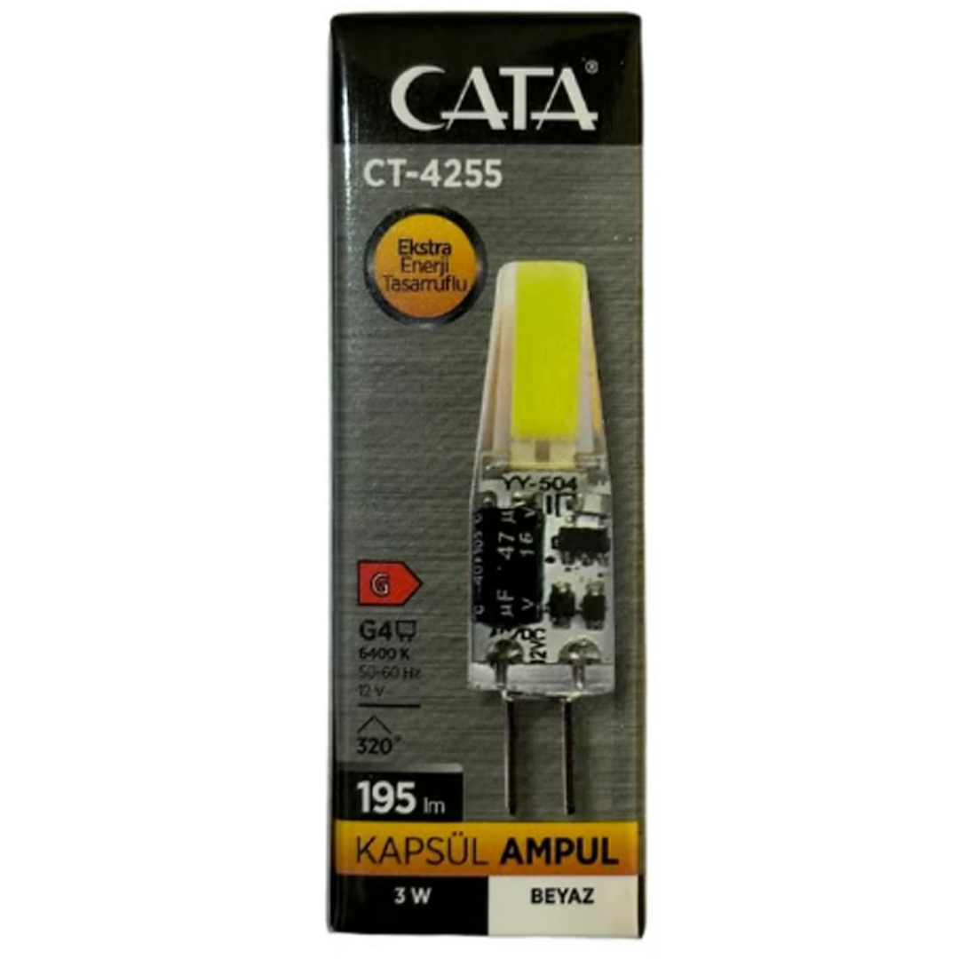 CATA CT-4255 3 WATT 12 VOLT BEYAZ İĞNE BACAK LED AMPUL