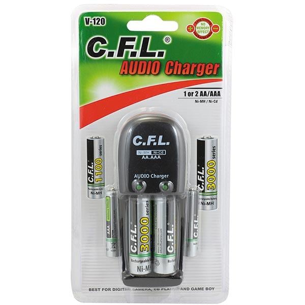 CFL V-120 AA-AAA PİL ŞARJ CİHAZI (2X1100AAA+2X3000AA PİL HEDİYELİ)
