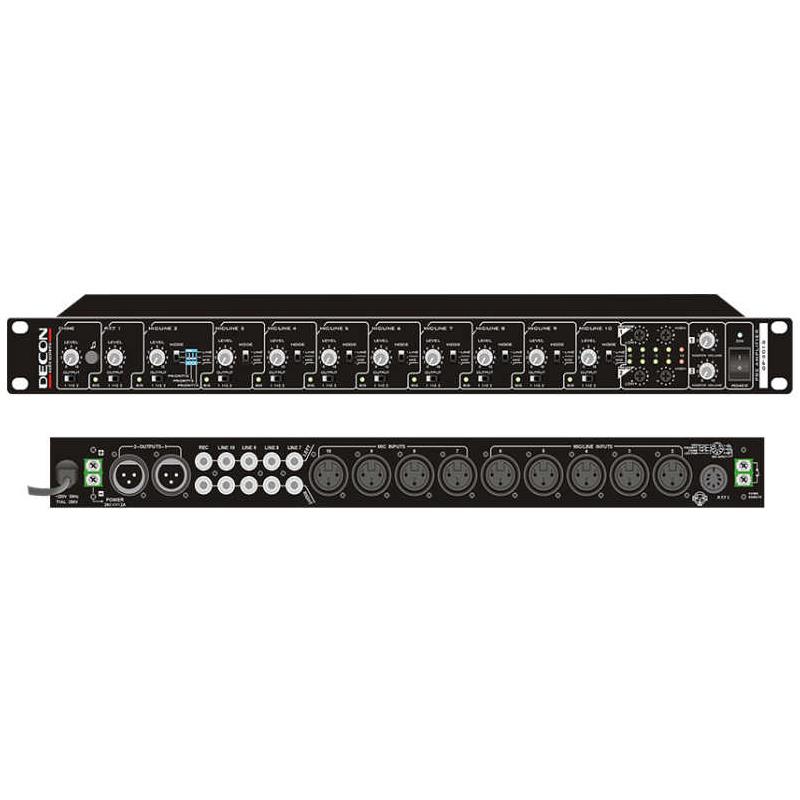 DECON DP-201S 10 MIC 4 AUX GİRİŞ 2 ÇIKIŞLI 18 KANAL MIXER PREAMFİ [ACİL]