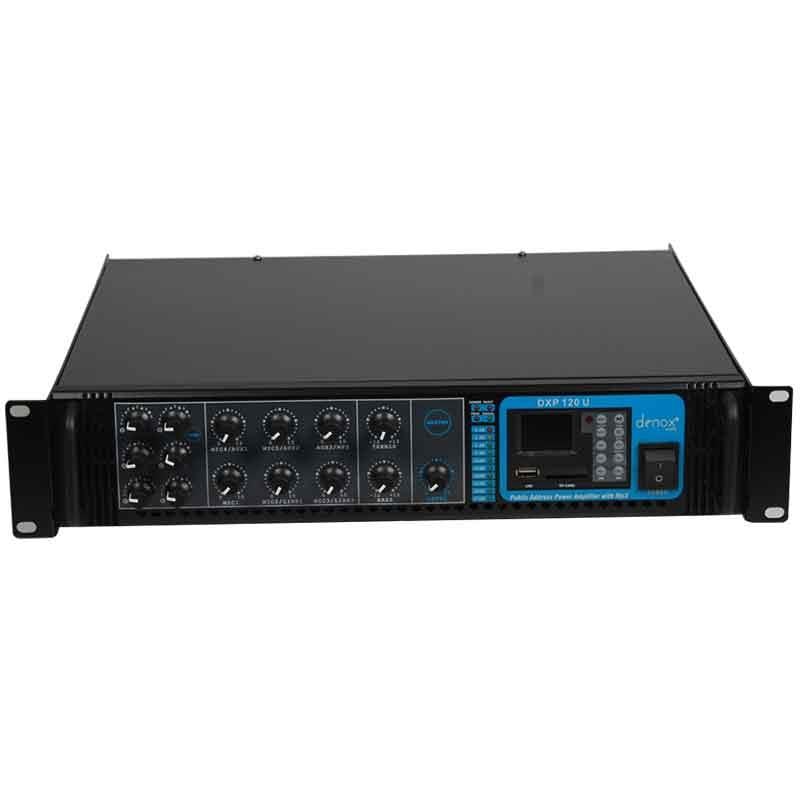 DENOX DXV-120U 120W100V/70V/4-16 OHM USD/SD 6 BÖLGELİ 3 MİK GİRİŞLİ TRAFOLU ANFİ