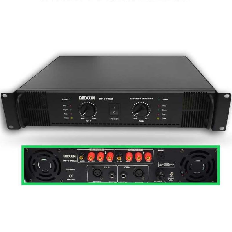 DEXUN DP-750X2 4-16 OHM 70/100V USB-SD 6 BÖLGELİ 3 MİK 3 AUX GİRİŞLİ 2X750 W TRAFOLU POWER ANFİ