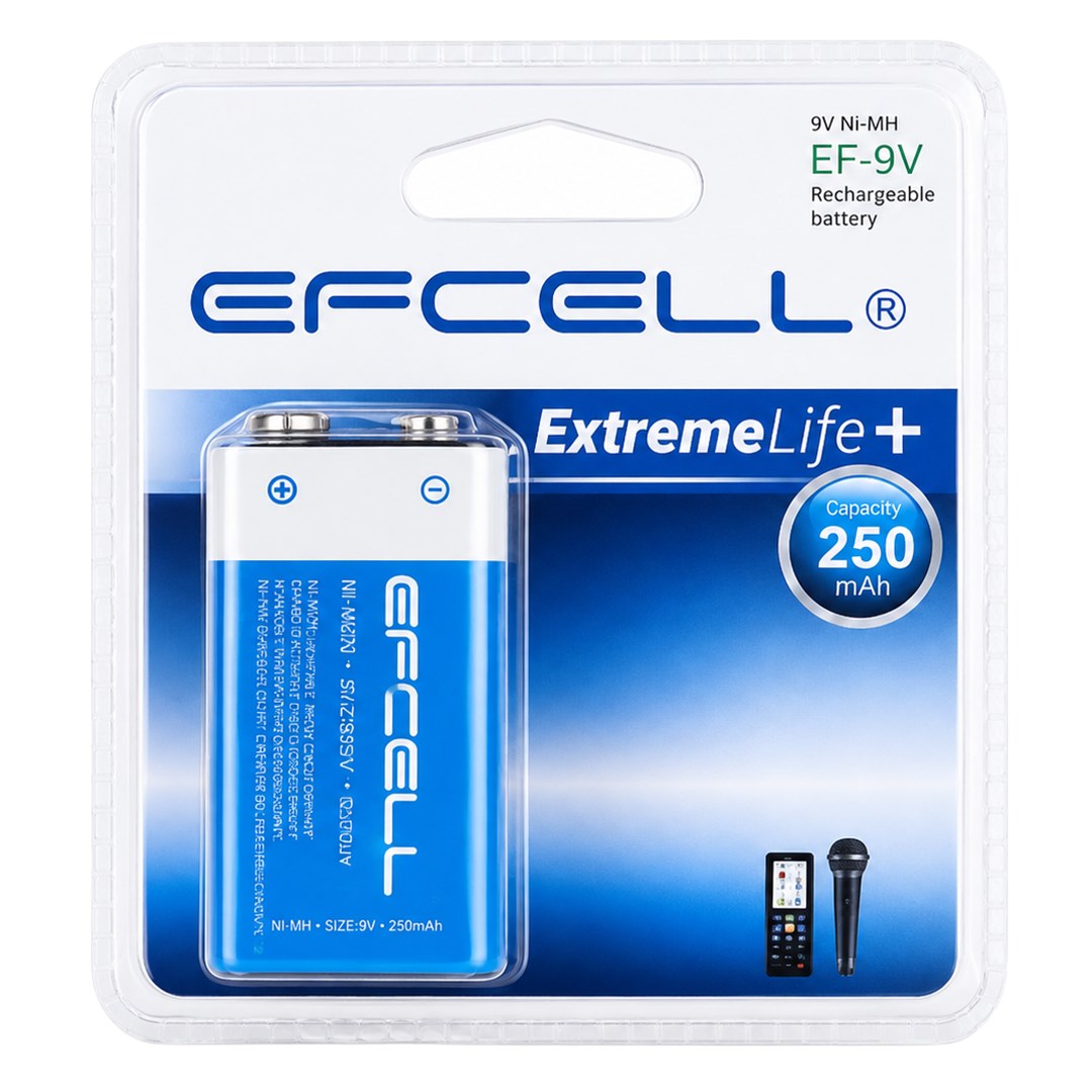 EFCELL EF-9V 250 MAH 9 VOLT Nİ-MH ŞARJLI PİL Fiyatı - Merter Elektronik