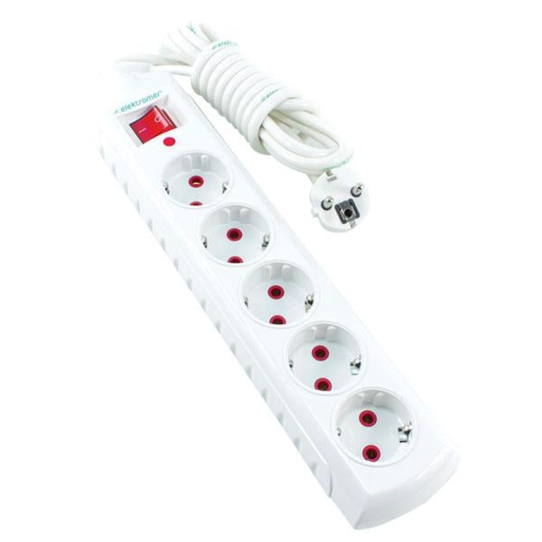 ELEKTROMER 5Lİ 3 METRE KABLOLU ANAHTARLI PRİZ