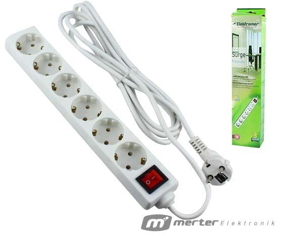 ELEKTROMER ELT-630 6LI 3 METRE KABLOLU ANAHTARLI AKIM KORUMALI GRUP PRİZ