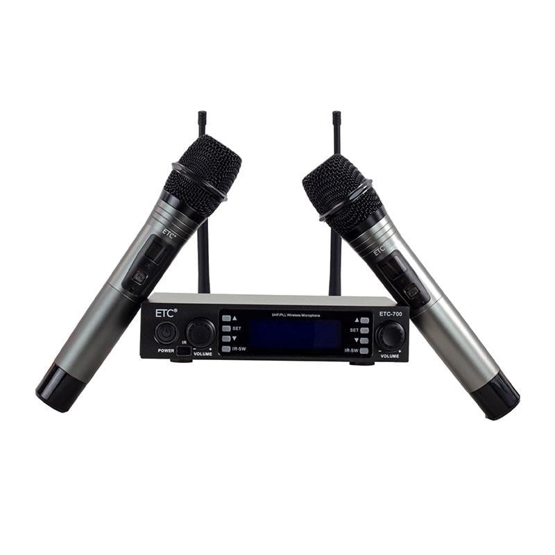ETC-700 UHF 2 EL ÇİFT TÜNERLİ KABLOSUZ TELSİZ MİKROFON