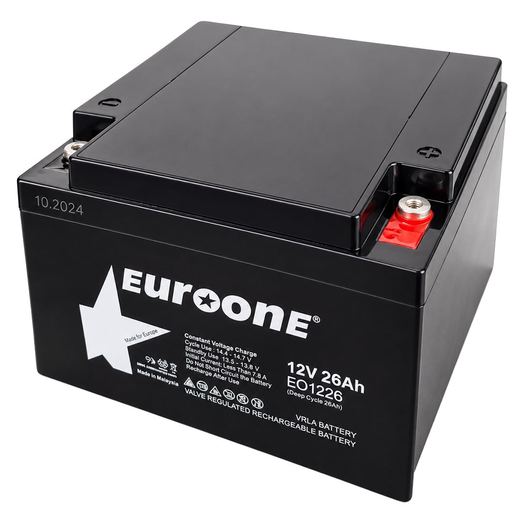 EUROONE EO1226 12 VOLT 26 AMPER KURU AKÜ (165 X 176 X 125 MM) (8KG) Fiyatı - Merter Elektronik