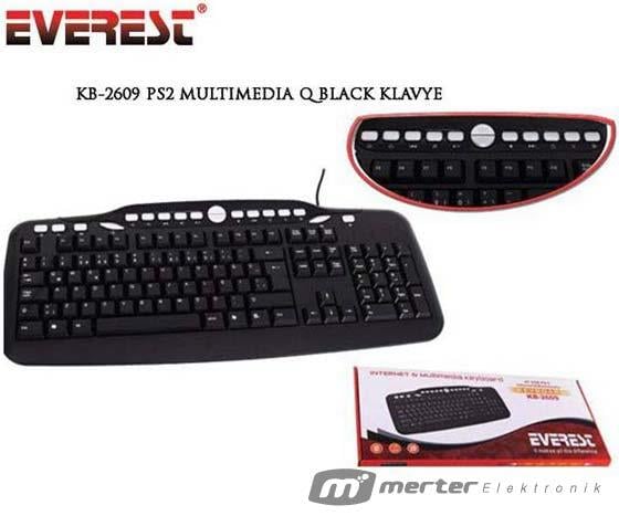 EVEREST KB-2609 PS2 MULTİMEDYA Q BLACK KLAVYE