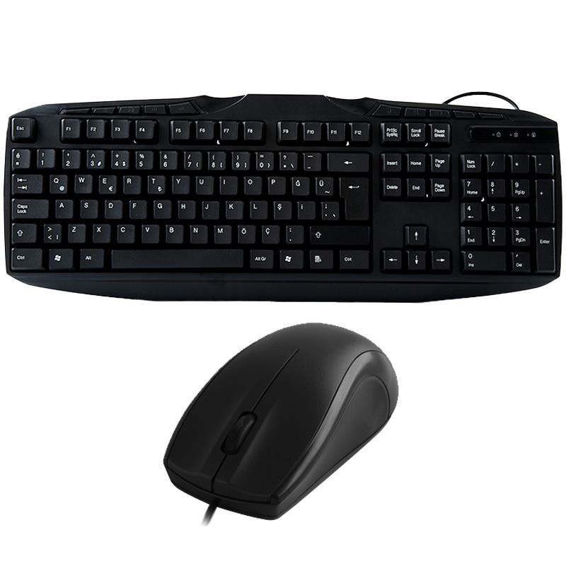 EVEREST UN-796 USB Q MULTİMEDYA SİYAH KABLOLU KLAVYE + MOUSE SETİ