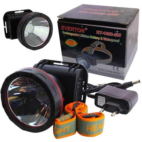 EVERTON RT-1850 5W AYARLANABİLİR AÇI ŞARJLI PLASTİK 5 WATT KAFA FENERİ