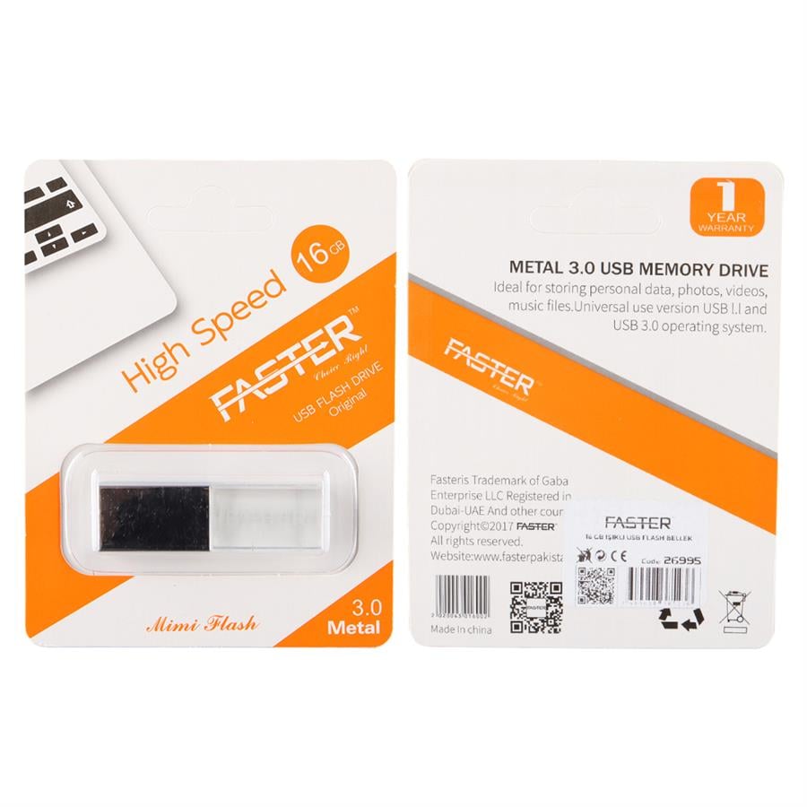 Faster 16 GB Mimi Serisi USB 3.0 Yüksek Hızlı Mavi Işıklı Metal Flash ...
