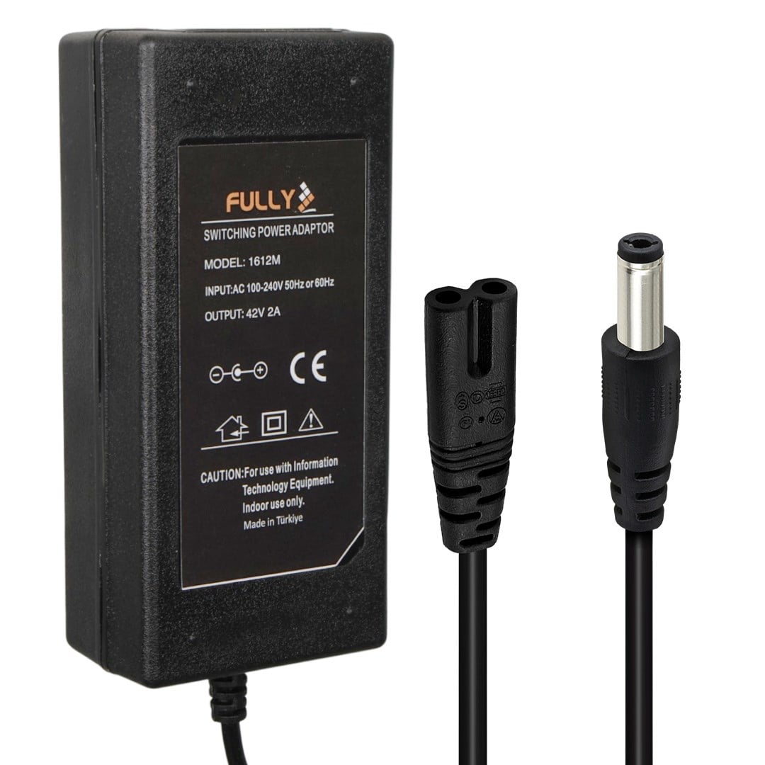 FULLY 1612M 42 VOLT 2 AMPER 5.5*2.5 MM UÇLU MASATÜSTÜ PLASTİK KASA GİNGER ELEKTRİKLİ BİSİKLET ŞARJ CİHAZI ADAPTÖRÜ