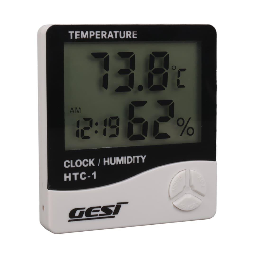 GESİ HTC-1 ODA TİPİ EKRANLI SICAKLIK NEM ÖLÇER TERMOMETRE - SAAT ÖZELLİKLİ