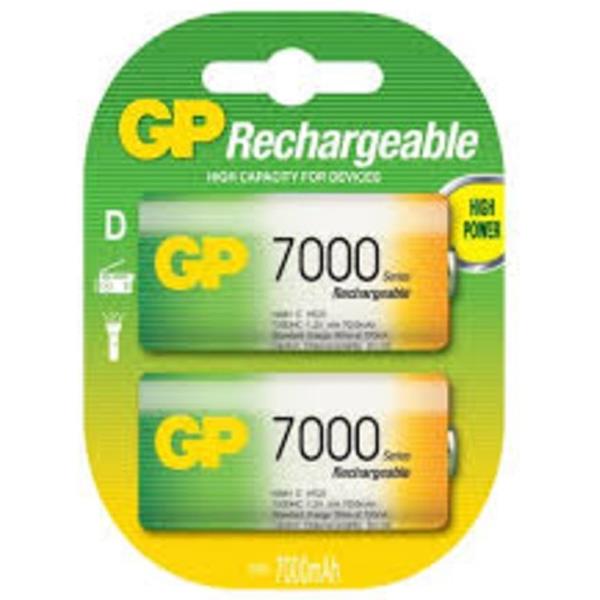 GP 700DHC-UC2 1.2 VOLT - 7000 MAH NI-MH BÜYÜK D BOY ŞARJLI PİL 2LI PAKET