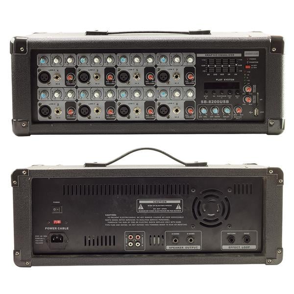 GRAMMAR SOUND SB-8200 2 X 250 WATT 8 MİK GİRİŞLİ USBLİ STEREO TRAFOSUZ KÜP ANFİ