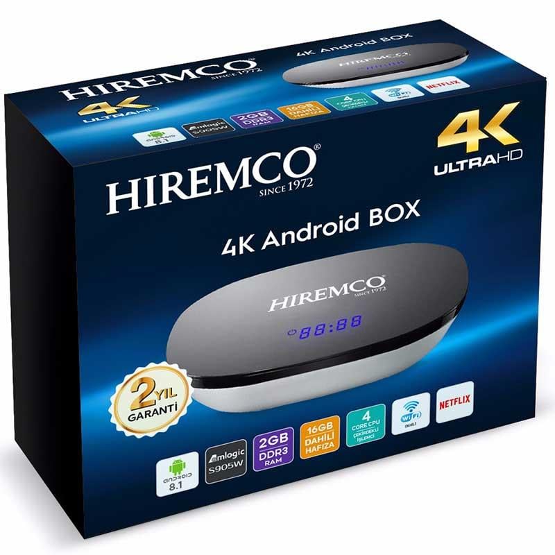 HIREMCO SMART 2 4K 8.1 ANDROID BOX 2GB DDR3 RAM DAHİLİ WIFI NETFLIX UYDU ALICISI