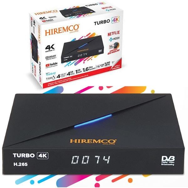 HIREMCO TURBO 4K LINUX 4 ÇEKİRDEK 1.6 GHZ 4 GB HAFIZA 1 GB RAM USB 3.0 H.265 IP TV BOX