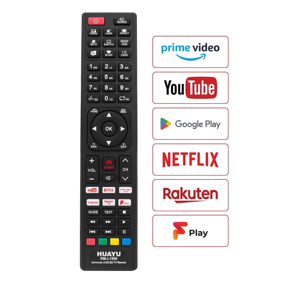 HUAYU KL RM-L1590 UNIVERSAL NETFLIX-YOUTUBE-PRİME-RAKUTEN-F PLAY-GOOGLE PLAY TUŞLU LCD TV KUMANDA