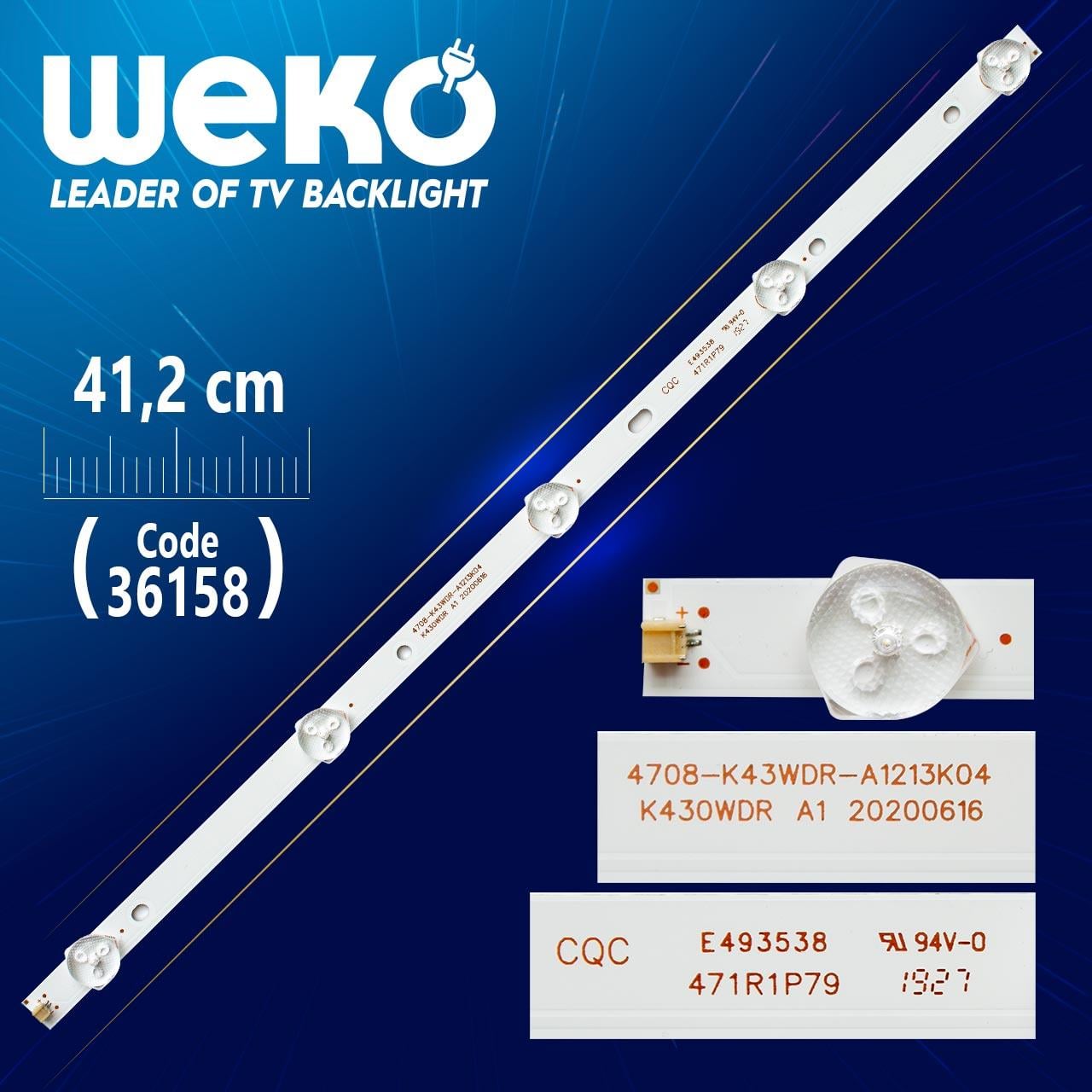 K430WDR A1 4708-K43WDR-A1213K04 HF140 K430WD9 41.2 CM 5 LEDLİ