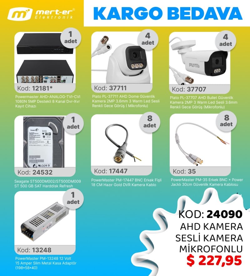 KAMERA KAMPANYASI 8'Lİ AHD WARMLED MİKROFONLU KAMERA SET ÜCRETSİZ KARGO