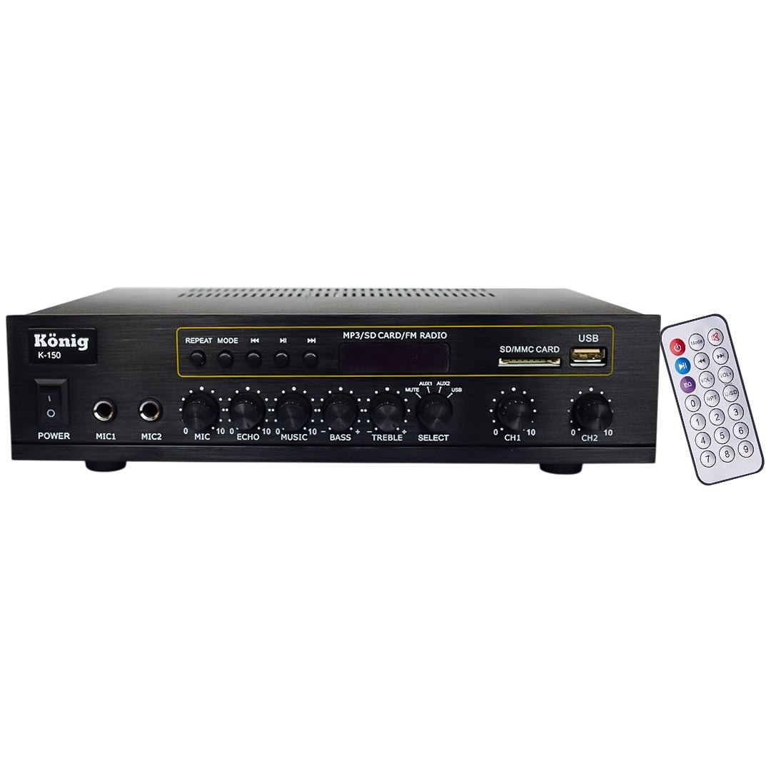 KÖNİG K-150 - 2X80 WATT USB/BLUETOOTH/2 MİKROFON GİRİŞLİ TRAFOSUZ ANFİ