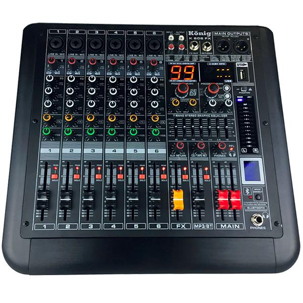 KÖNİG K-606 FX  USB-BT-6 XRL KANAL DECK MIXER