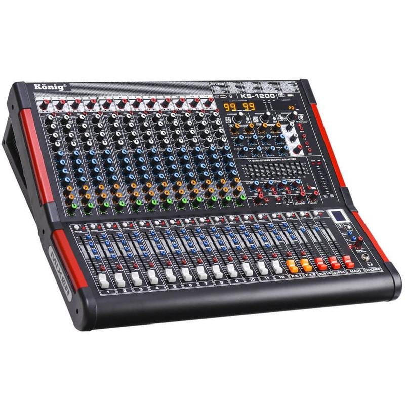 KÖNİG KS-1200 12 KANAL 6 AUX USB/SD/BLUETOOTH DESTEKLİ ÇİFT EFFECT DECK MIXER