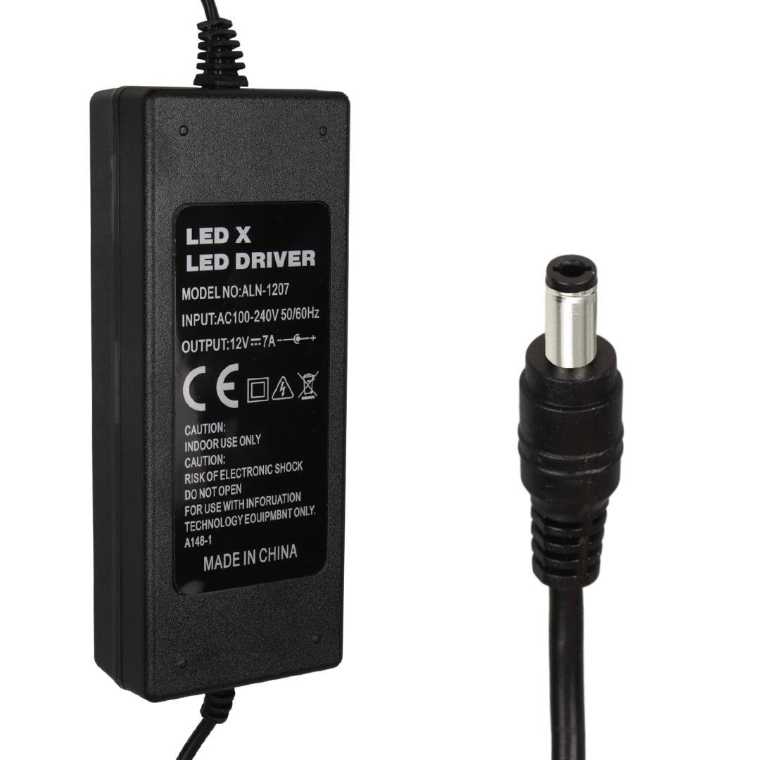 LEDX ALN-1207 12 VOLT - 7 AMPER 5.5*2.5 UÇLU PLASTİK KASA MASAÜSTÜ ADAPTÖR