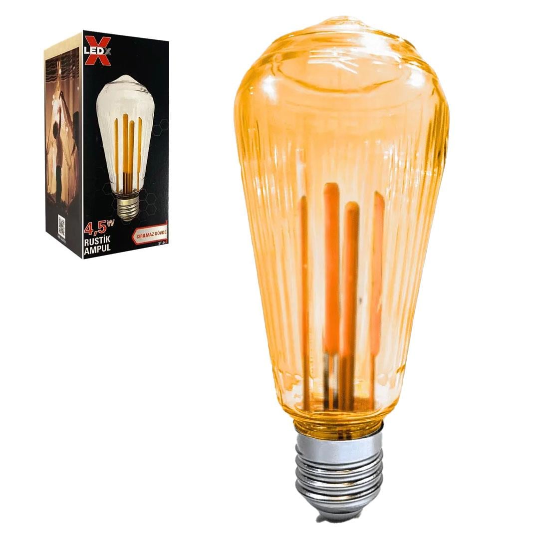 LEDX ST-64 ÇİZGİLİ RUSTİK AMPUL