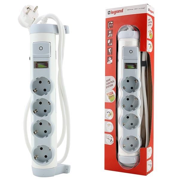 LEGRAND 4LÜ 1.5 METRE KABLOLU AKIM KORUMALI YÜK GÖSTERGELİ PRİZ