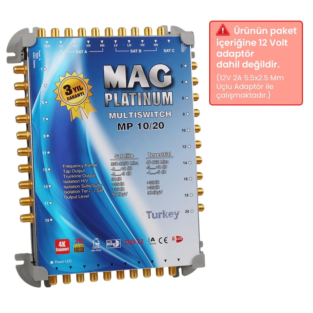 MAG Platinum MP 10/20 Multiswitch - 10 Giriş 20 Çıkışlı Merkezi Uydu Santrali Hybrid 4K ve 3D Destekli Fiyatı - Merter Elektronik