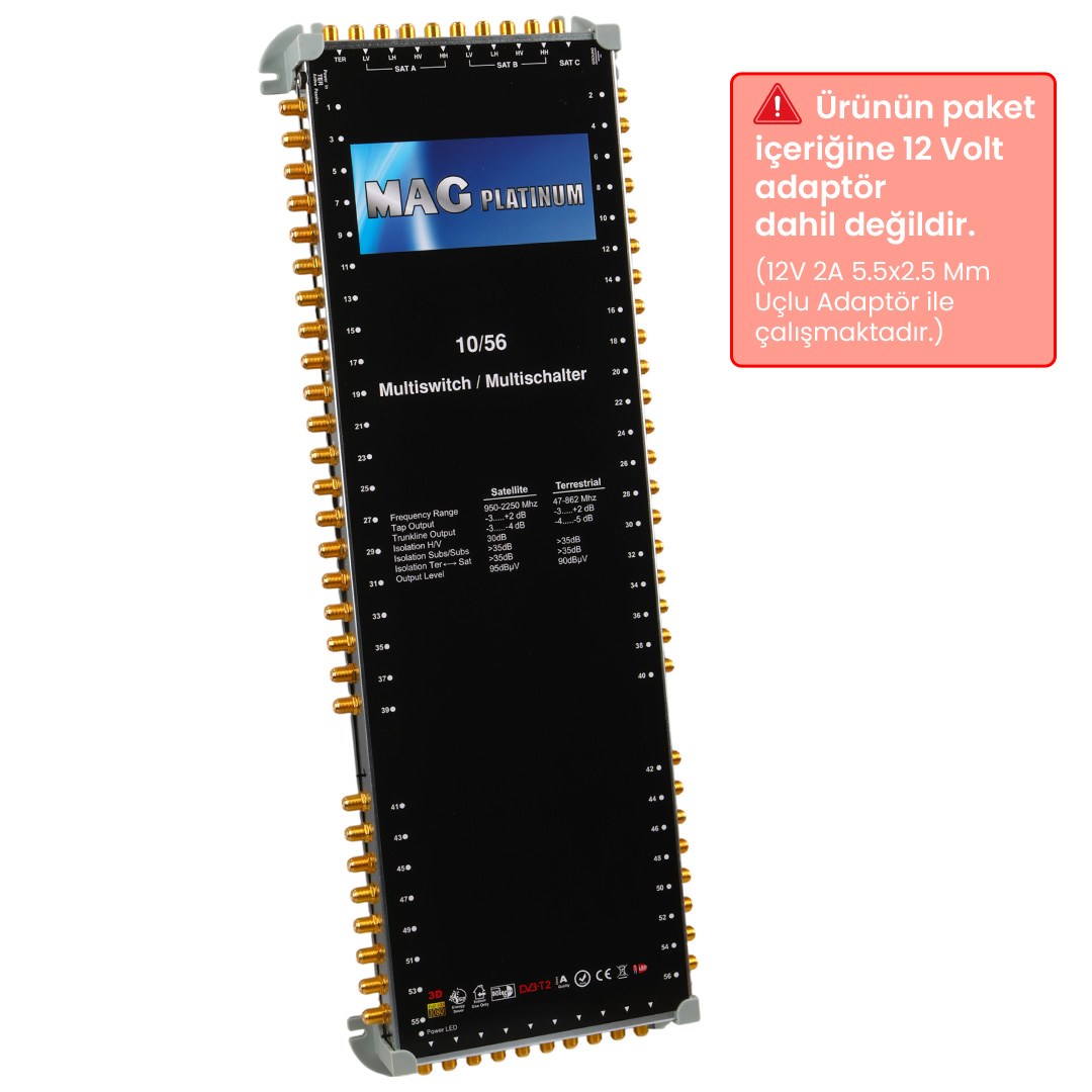 MAG Platinum MP 10/56 Multiswitch - 10 Giriş 56 Çıkışlı Merkezi Uydu Santrali Hybrid 4K ve 3D Destekli Fiyatı - Merter Elektronik